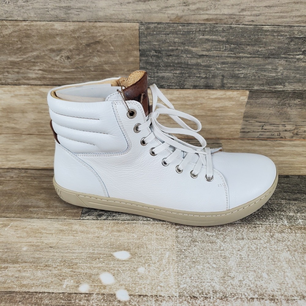 Birkenstock Bartlett Comfort Shoes Womens Sz 7 White Leather Lace Up Mid Top